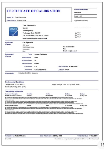 Fluke mft calibration - fluke,